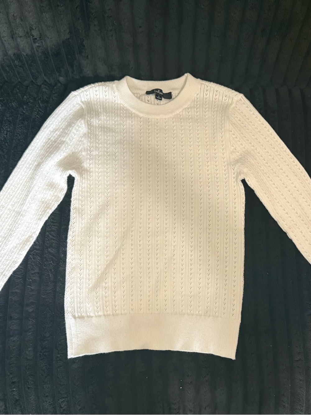 Lulu's Cream Eyelet Knit Crewneck Sweater